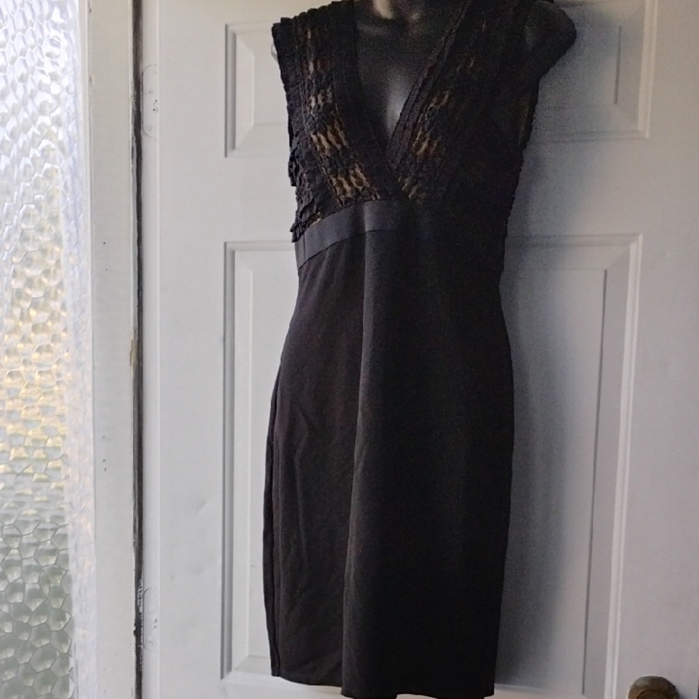 🚨B2G1 New MAX STUDIO SPECIALTY PRODUCT Black Tan Lace Mini Dress
